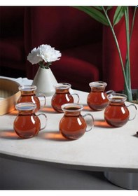 Resim Mithra Life 6 Adet Ateşe Dayanıklı Kulplu Cam Keyifli Çay Bardağı Kupa Seti Mıt1165 Şeffaf 