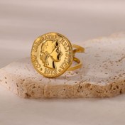 Resim 1 adet Vintage Portre Tasarımlı Ayarlanabilir Açık Yüzük, Paslanmaz Çelik Tek Yüzük, Günlük Giyim ve Tatil Hediyesi için Moda Takısı 