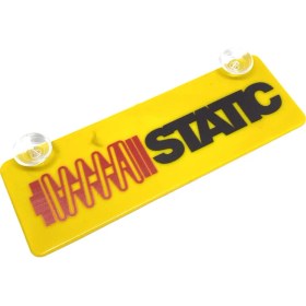 Resim Mabelme Store Statıc Kırmızı Siyah Yazılı Sarı Dekor Plaka Vantuzlu Cam Süsü 22X7.5CM 