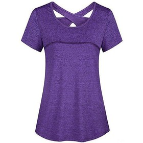 Resim Jeemson Nefes Alabilen Kadın Spor Tişörtü - Yoga, Koşu Ve Antrenman İçin Mor 