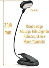 Resim STOREMAX Ledli Klipsli Mini Kitap Okuma Lambası Mandallı Pille Çalışan Işık Masa Lambası Kitap Okuma Işığı 1 