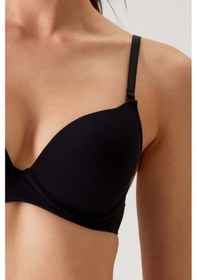 Resim Pierre Cardin Siyah 6401 Rome Soft Push Up / Yarı Destekli Tak-çıkar Askılı Pamuklu Sütyen Siyah 