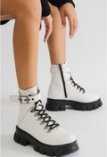 Resim Alya Shoes Kadın Beyaz Bot Bootie Postal Kalın Taban 