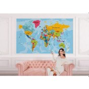 Resim Dünya Haritası Duvar Kağıdı Detaylı Ülke Ve Başkentli İngilizce Dünya Haritası-2171 