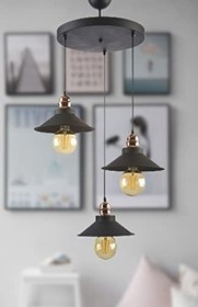 Resim Fer Avize Alfa Modern Siyah Metal Sarkıt Cafe - Mutfak 3 lü Avize 