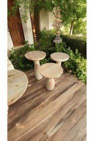 Resim Simillo Home&Living Ahşap Mantar Sehpa 3’lü Set Naturel Renk Doğal Fiskos Sehpa Zigon 