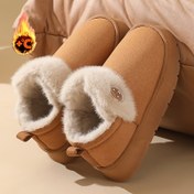 Resim Kadınlar İçin Kaymaz Tabanlı Kışlık Kar Botları - Soğuk Havalarda Kullanım İçin Slip-On, Ev ve Dış Mekan Ayakkabısı - Günlük & Resmi Etkinlikler İçin Sıcak Düz Ayakkabı - Siyah Botlar, Peluş İçe Dolu, Dayanıklı Traction Ayakkabı 