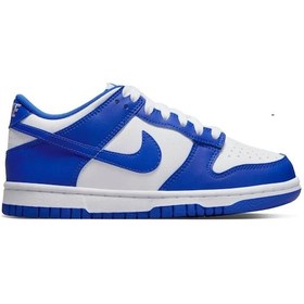 Resim Nike Dunk Low Gs Leather Unisex Sneaker Hakiki Deri Beyaz Mavi Günlük Spor Ayakkabı Mavi - Beyaz 