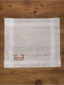 Resim Fırsato Bayram Mendili Mutlu Bayramlar Baskılı 10 ADET | Hediyelik | Mendil 28x28cm, %100 pamuk | 