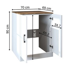 Resim Kapaklı Çamaşır Makinesi Dolabı - 1016 - 70 CM / Beyaz 