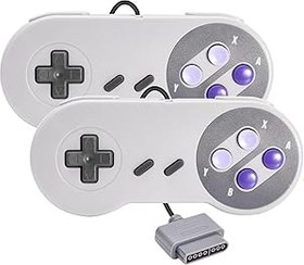 Resim KIWITATA 2 Paket Retro SNES Denetleyici, Uzaktan Kablolu Gamepad Denetleyicisi Orijinal SNES Süper Eğlence Oyun Konsolu Sistemi ile Uyumlu 