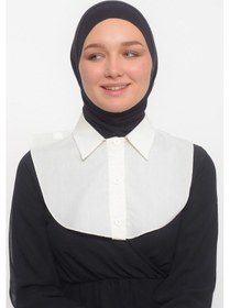 Resim Altobeh Kadın Düz Gömlek Yaka Hazır Tesettür İç Boyunluk Kurtarıcı Yakalık - Ekru Çok Renkli 