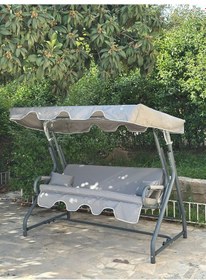 Resim 3 Kişilik Hamak Zırh Demir Bahçe Balkon Teras Salıncağı Antrasit 