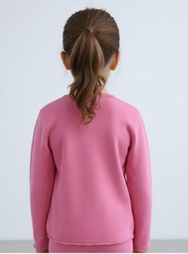 Resim Kız Çocuk Fitilli %100 Pamuklu Düğmeli Hırka Koyu Pembe 