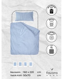 Resim Vega Pamuklu Ranforce Tek Kişilik Nevresim Seti - Mavi 