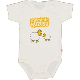 Resim Tuğbababy Baby Annesinin Kuzusu Baskılı Body Kısa Kollu Kız Erkek Beyaz 