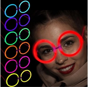 Resim Glow Yuvarlak Gözlük - Glow Partisi Gözlükleri - Glow Gözlük 12 Adet 