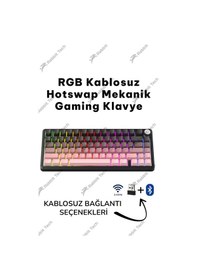Resim Black Gradiant Rgb Kablosuz Hotswap Mekanik Gaming Klavye Oyuncu Klavye 