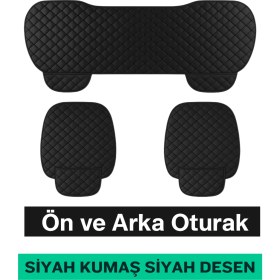 Resim Seat Ateca 2018 ve Sonrası Uyumlu 3 Parça Kapitone Oturak Araba Koltuk Kumaş Siyah - Kaymaz | Trobus 