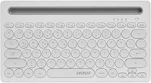 Resim Everest KB-BT84 Bluetooth 5.0 Ultra İnce+Şarjlı Q Mac/Win/Android/Ios Tv-Telefonlara Uyumlu 10 Metre Mesafeli Sürekli Kullanımda 2.5 saat Şarjlı Tüm Akıllı Cihazlara Uyumlu Kablosuz klavye (Beyaz/Gri) 