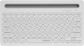 Resim Everest KB-BT84 Bluetooth 5.0 Ultra İnce+Şarjlı Q Mac/Win/Android/Ios Tv-Telefonlara Uyumlu 10 Metre Mesafeli Sürekli Kullanımda 2.5 saat Şarjlı Tüm Akıllı Cihazlara Uyumlu Kablosuz klavye (Beyaz/Gri) 