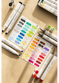 Resim 48 Li Çift Uçlu Alkol Bazlı Marker Kalem Seti Brush + Chisel 48'li 