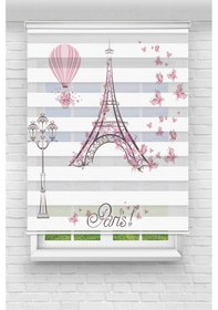 Resim Perdecizade Enxboy Balon Ve Eyfell Dijital Baskılı Zebra Perde-cocuk Odası-stor Perde Renkli 