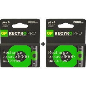 Resim GP ReCyko Pro 2000 mAh AA Kalem 8li Şarj Edilebilir Pil 