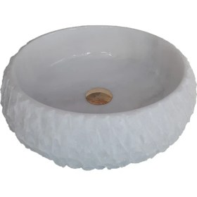 Resim Mym Kristal Beyaz Mermer Trigon Patlatma Bombeli Lavabo 