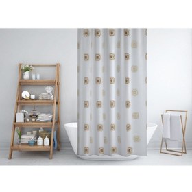 Resim Kahverengi Kareli Banyo Perdesi, Lüx Küvet Perdesi 180x200cm Duşa Açık Kahverengi 