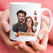 Resim Deniz Feneri ve Aşkımız Karikatürlü Kupa Bardak 