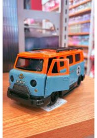 Resim Pilli Işıklı Sesli Sürtmeli Kapıları Açılan Minibüs Turuncu - Mavi 