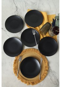 Resim Keramika Mat Siyah Ege Pasta Tabağı 20 Cm 6 Adet 956 Siyah 