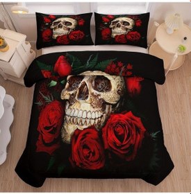 Resim Kurukafa Çift Kişilik 4 Parça Pamuk Saten Nevresim Takımı 