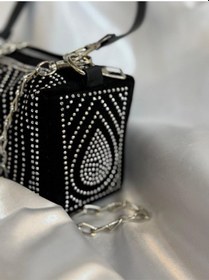 Resim Lovelystore Taşlı Kadın Abiye Çanta Kısa Ve Uzun Askılı Gümüş 