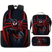 Resim Marvel 3 parça, Örümcek Adam anime çizgi film sırt çantası seti, hafif ve şık büyük kapasiteli bir sırt çantası, sette tek bir sırt çantası, bir mesaj çantası ve bir kalem kutusu bulunur, günlük işe gitme veya seyahat için mükemmel hediye Sevgililer Günü ve doğum günü 