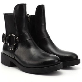 Resim Gönderi R Siyah Fermuarlı Kalın Topuklu Biker Bot Siyah 