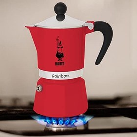 Resim Bialetti - Rainbow: 3 Cups Ocak Üstü Espresso Pişirici - 130ml - Kırmızı Renk - Alüminyum Gövde - Patentli Güvenlik Valfi - Tüm Ocak Türleri İçin Uygundur (İndüksiyon Hariç) 