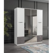 Resim Sivas Gözde Mobilya Bella Aynalı Çekmeceli 4 Kapılı Gardırop 170 x 55 x 210 cm 