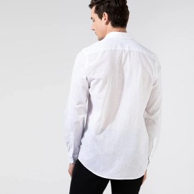 Resim Nautica Erkek Beyaz Slim Fit Uzun Kollu Keten Gömlek W35000T.1BW 