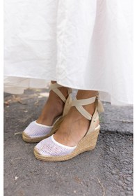 Resim Tomi Kadın Altin File Detayli Espadril Sandalet Beyaz 