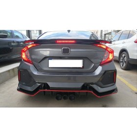 Resim Autogp Honda Civic Fc5 Uyumlu Turbo Spoiler Si Işıklı Boyasız 2016+ 