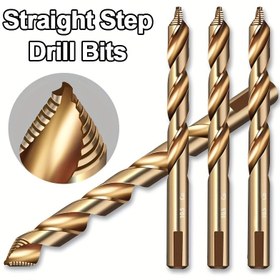 Resim Krom Merdivenli Spiral Matkap, M35 Yüksek Hız Çeliği Düz Saplı Matkap 3-13mm, Sertleştirme Metal Paslanmaz Çelik için 