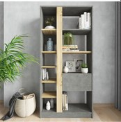 Resim Robinhome Robin Home Kitaplık Kapaklı 160Cm Keçe-Beton Dg21 