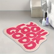 Resim 1 adet "İyi Görünüyorsun" Banyo Paspası - Emici, Kaymaz TPR Kauçuk Taban, Sevimli Pembe Peluş Halı, Duş ve Küvet için Uygun, Mutfak Dekoru için Uygun, Sevgililer Günü Anti-Slip Banyo Halısı 