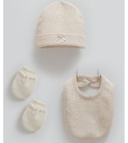 Resim Caramell %100 Pamuk Love Feel 3'lü Takım 50-56 Cm Bere-şapka-eldiven Yeni Doğan Crml.tak2080 Bej 
