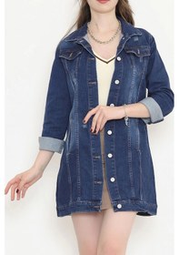 Resim Uzun Kot Ceket Mavitaşlama - 18538.1836. Çok Renkli 