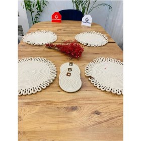 Resim Jütex Home Jüt Hasır Amerikan Servis Supla ve Bardak Altı 8 Parça 