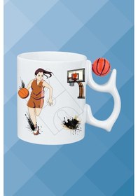 Resim Basketboll Toplu Basket Sever Kupa Bardak Çay Kahve Fincanı Kadın Oyunculu-12 Beyaz 