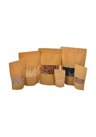 Resim Doypack Pencereli Kraft Delikli Kilitli Kese Kağıdı Orta Boy 1 KG 20'li 20 x 30 CM 